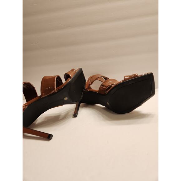 INC Liana Strappy Sandal Stiletto Heels Womens 8M Cognac Brown Patent Leather - Picture 8 of 9